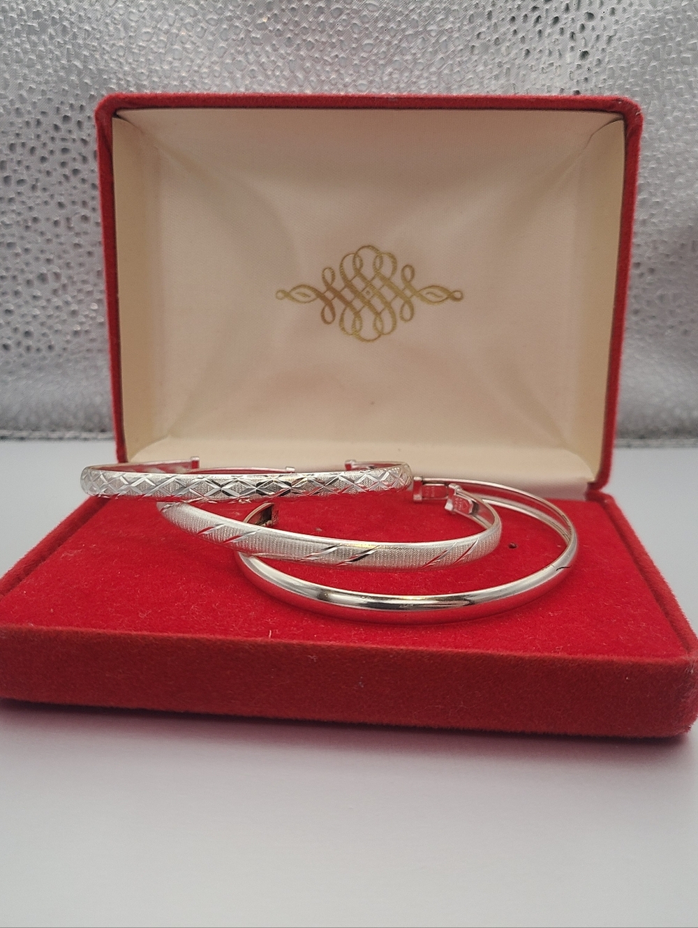 Classic Silver Women's Bangle Bracelet Set - 3 Pack